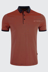 Áo Polo Golf Nam ARISLE Coral Navy Mini Stripe